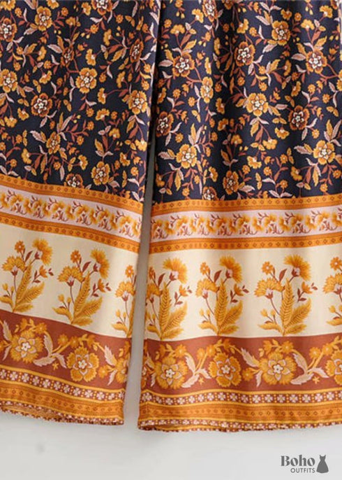 Boho Pants - Palazzo Pants in Leg Pants, Jasmine in Navy Blue For Women